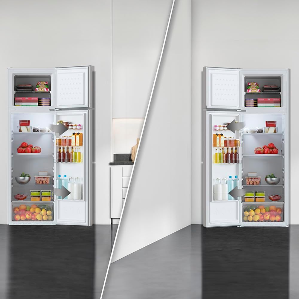 Frigorífico de dos puertas Cecotec Bolero CoolMarket 2D 261 White E. 261 L, clase E, descongelación manual, congelación ultrarrápida, puerta reversible, luz LED interior. 54x59,2x142,8 cm.