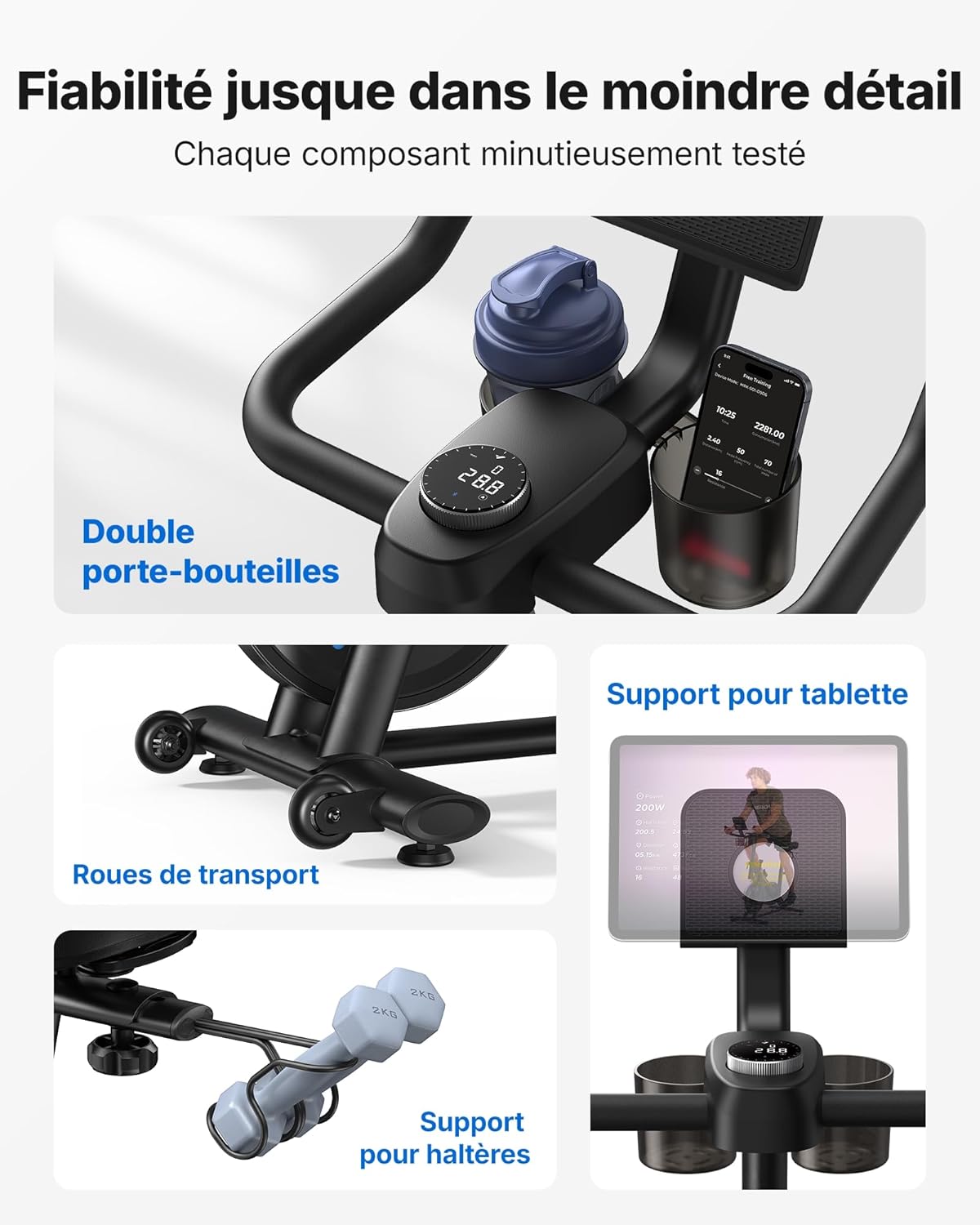 MERACH Bicicleta Estática para Casa - Bicicleta de Fitness de Interior Silenciosa con Resistencia Ajustable, Pantalla LED, Asiento Cómodo, para Entrenamiento Cardio, App Exclusiva, Capacidad Máx. 136 KG