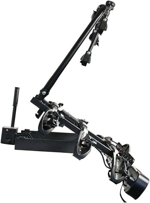 Portabicicletas Bullwing SR3+ para 3 bicicletas para enganche de remolque, abatible (cierre especial, protección antirrobo con candado, 3 soportes de cuadro no bloqueables, soporte de pared)