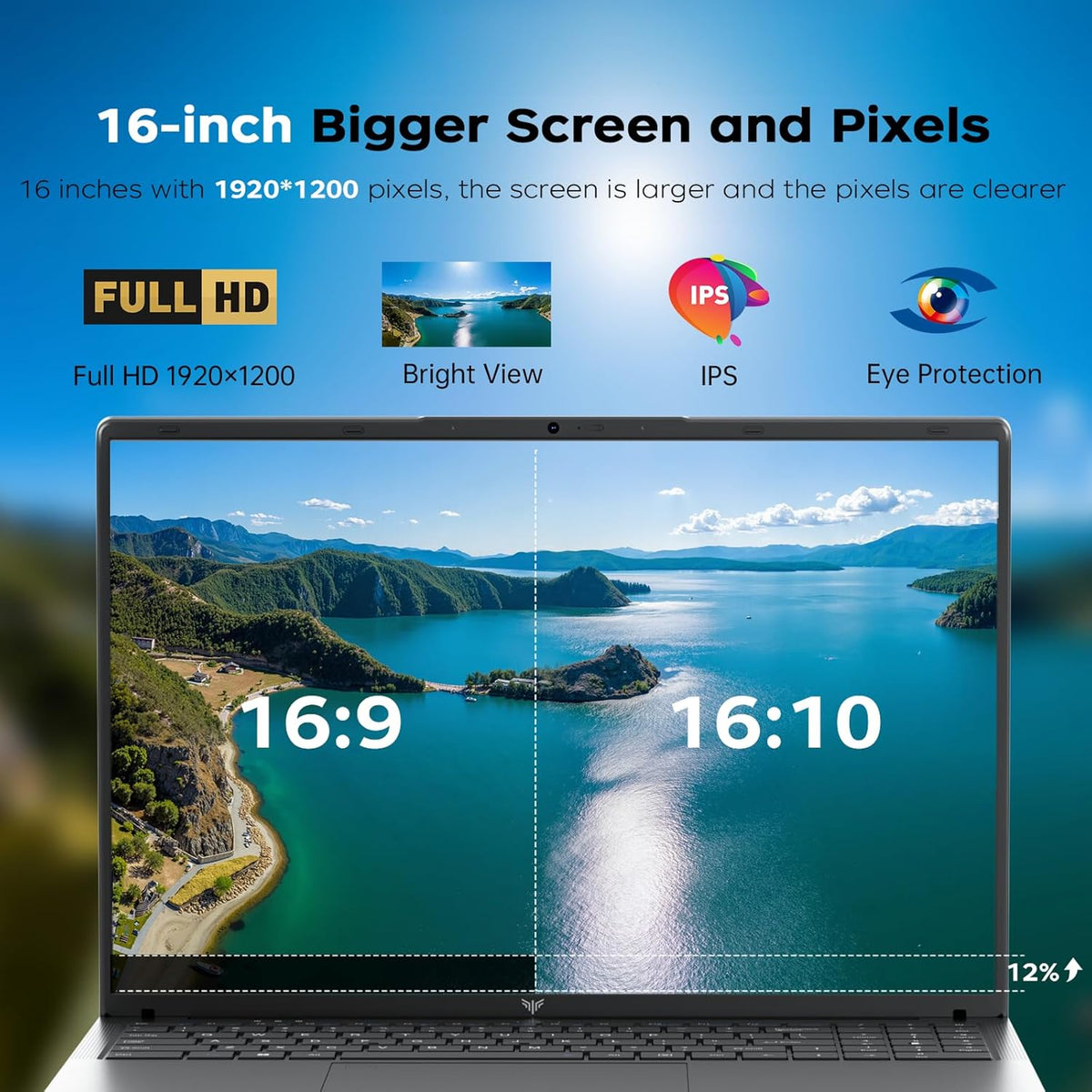 ACEMAGIC 2025 LX16 Ordenador Portátil Quad-Core N95 (3,40 GHz, superior a N4200/N5095), 16 GB DDR4 512 GB M.2 SSD PC Portátil 1920x1200 FHD, WiFi 5G, BT5.0 PC para Oficina Estudio Laptop 16"