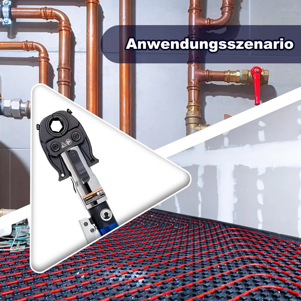 Alicate prensador hidráulico con perfiles V y TH para cobre, acero inoxidable y tuberías multicapa con 9 mordazas V12-V28 TH16-TH32 80 kN
