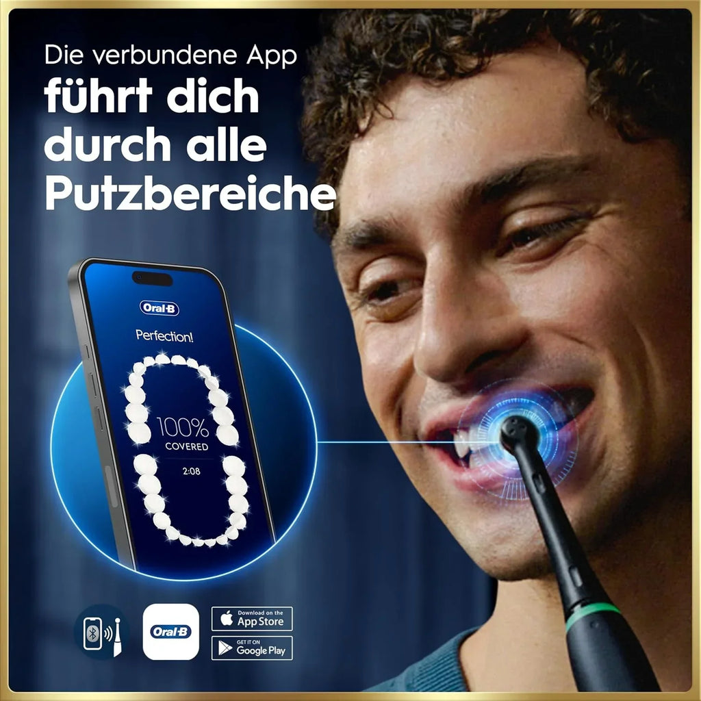 Cepillo de dientes eléctrico recargable iO Series 9 con cabezales, 7 modos de limpieza, control de presión inteligente, cabezal redondo, negro