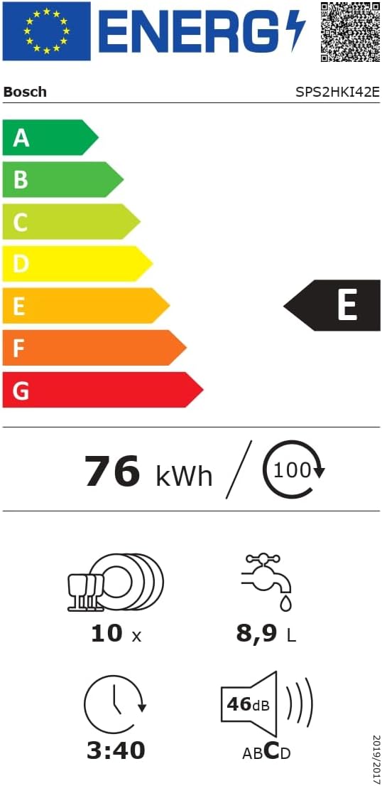 Lavavajillas inteligente Bosch Serie 2 SPV2IKX10E, totalmente integrable, 45 cm de ancho, cesta para cubiertos, secado extra con solo pulsar un botón, InfoLight punto de luz rojo en el suelo, protección AquaStop contra daños por agua, blanco