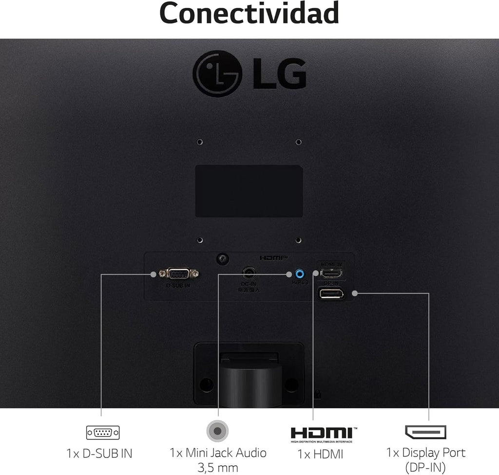 Monitor para PC LG 24MP60G-B Semi Gaming de 24" - Panel IPS con resolución FHD (1920x1080), 1ms MBR, 75Hz, NTSC 72%, AMD FreeSync, MBR, inclinable