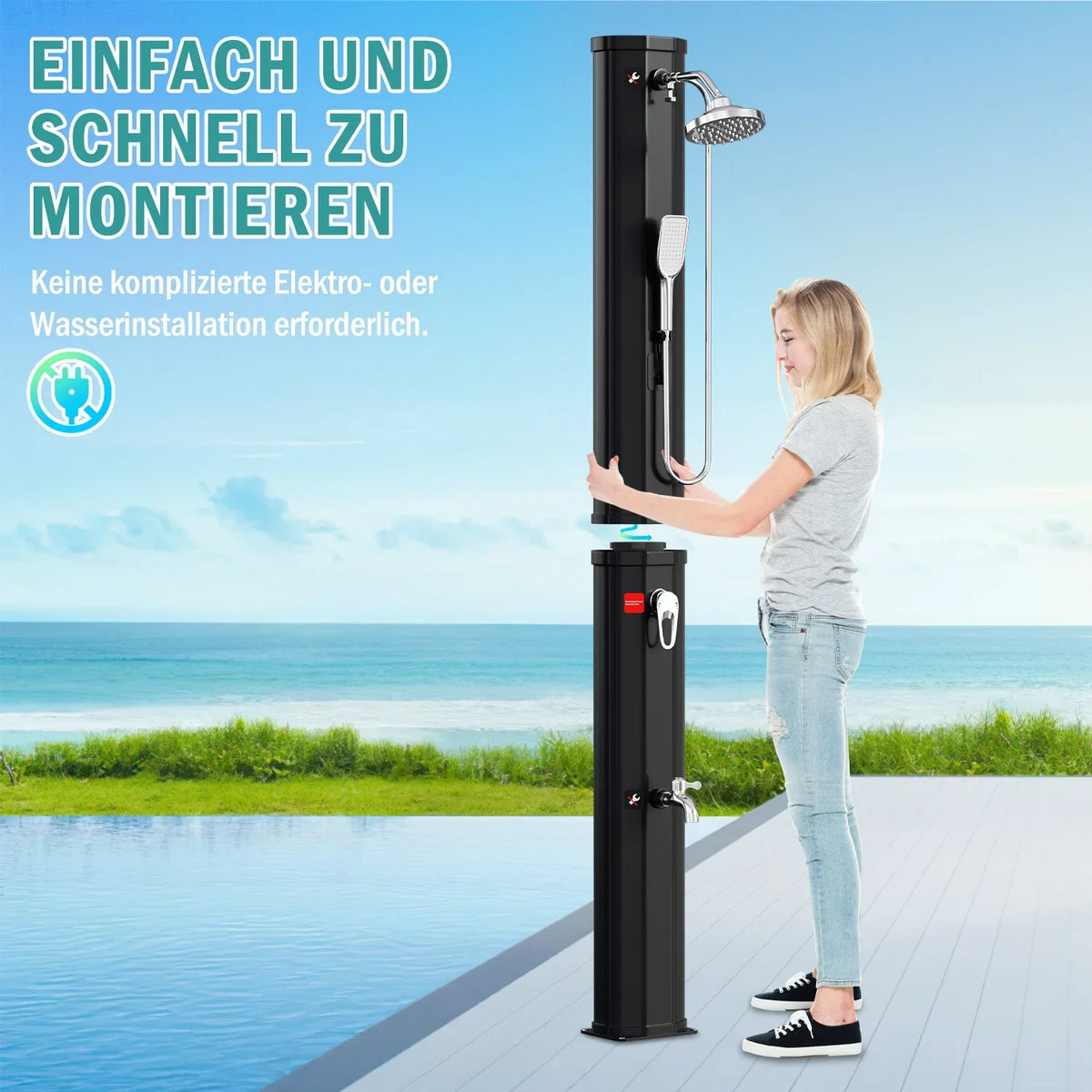 Ducha solar Sonnewelt de 60 L para jardín, incluye funda protectora y teleducha