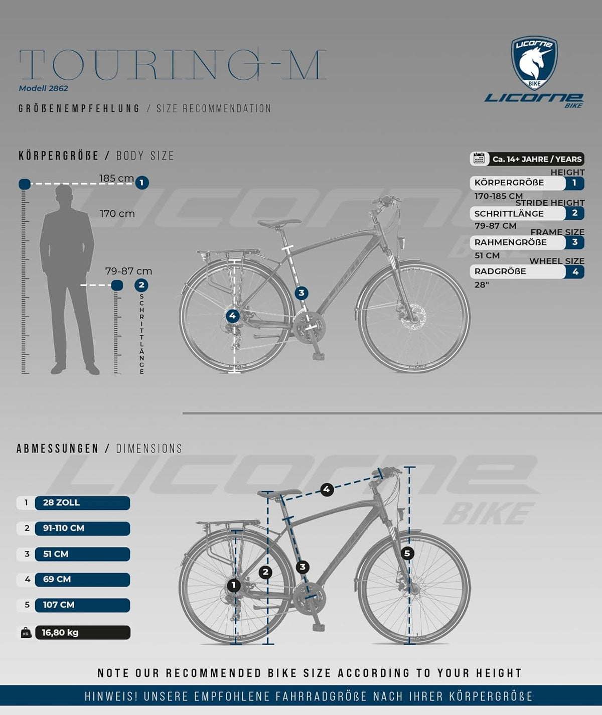 Bicicleta de trekking y turismo premium Licorne Bike de 28 pulgadas, con cuadro de aluminio y frenos de disco, para niños, niñas, mujeres y hombres - 21 velocidades - bicicleta de montaña - bicicleta cross