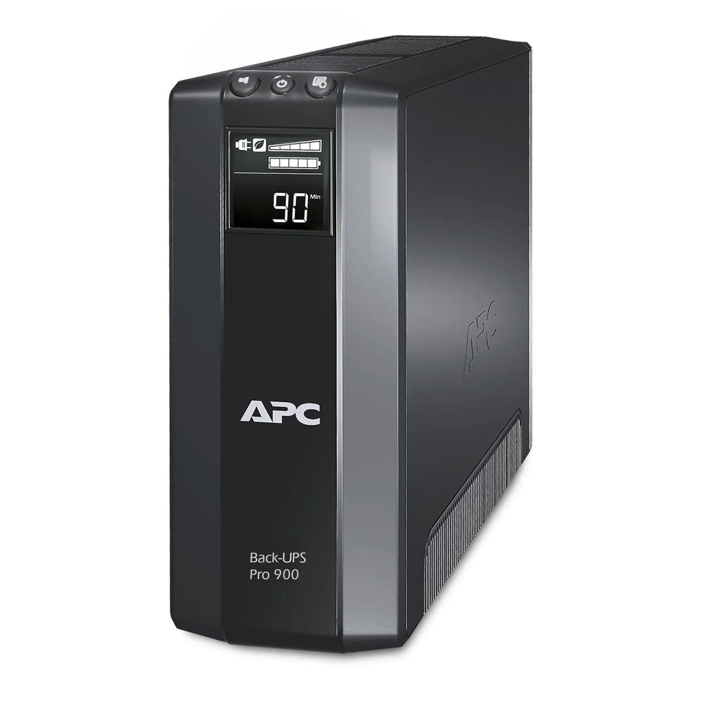 SAI APC Back-UPS PRO BR900G GR de 900VA, 5 tomas Schuko, función de ahorro de energía, pantalla, seguro de protección de equipos de 150.000 euros