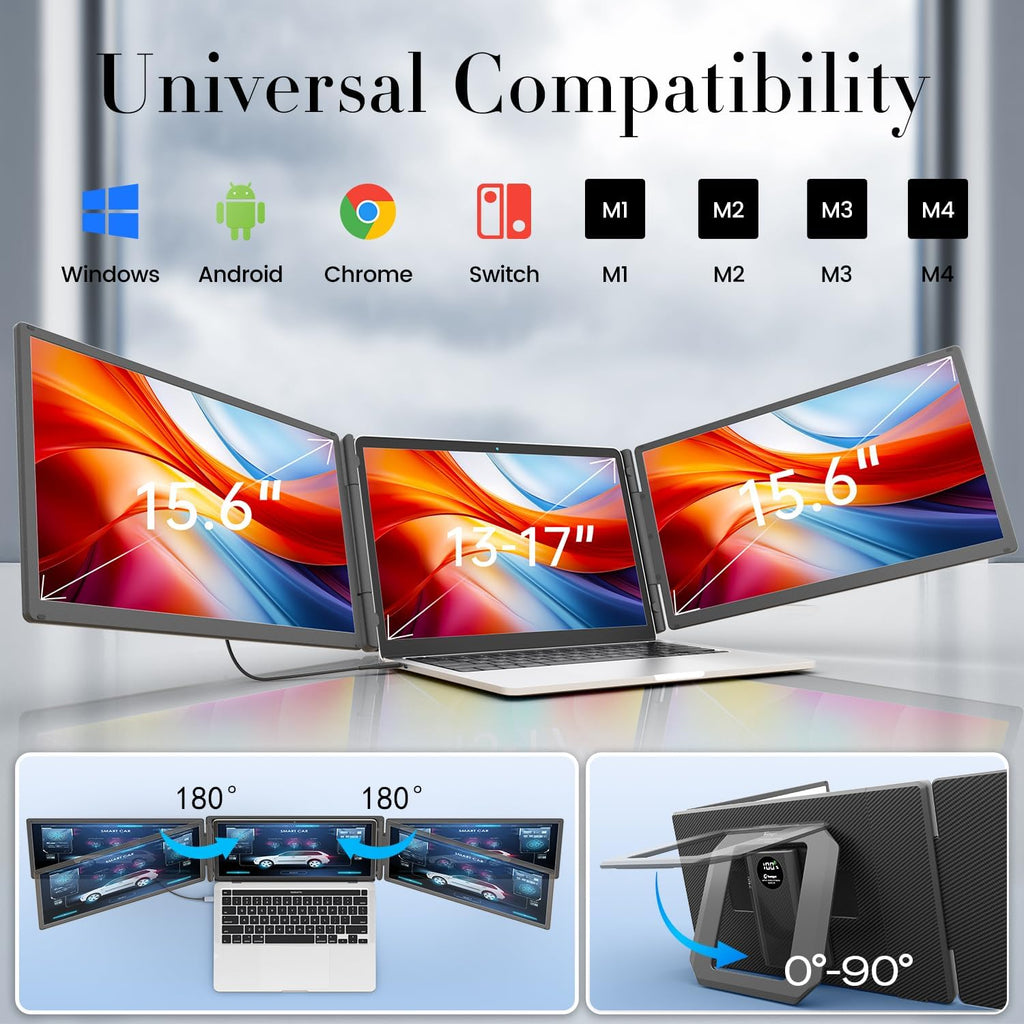 Monitor portátil Teamgee de 15,6" con batería externa, monitor FHD 120% sRGB Plug & Play, compatible con Mac, Windows, Surface, Chrome, ideal para teletrabajo, estudios y PYMES