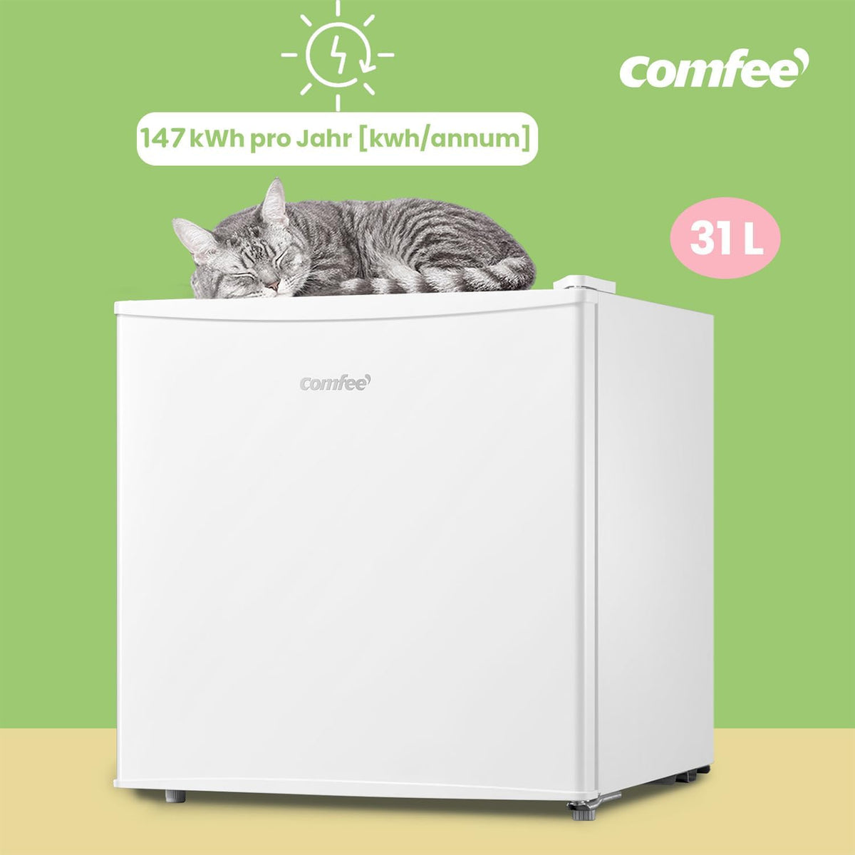 Mini congelador COMFEE' RCU40WH2(E) de 31L, puerta reversible, 4 estrellas, silencioso, práctico para oficina, hotel y hogar, blanco