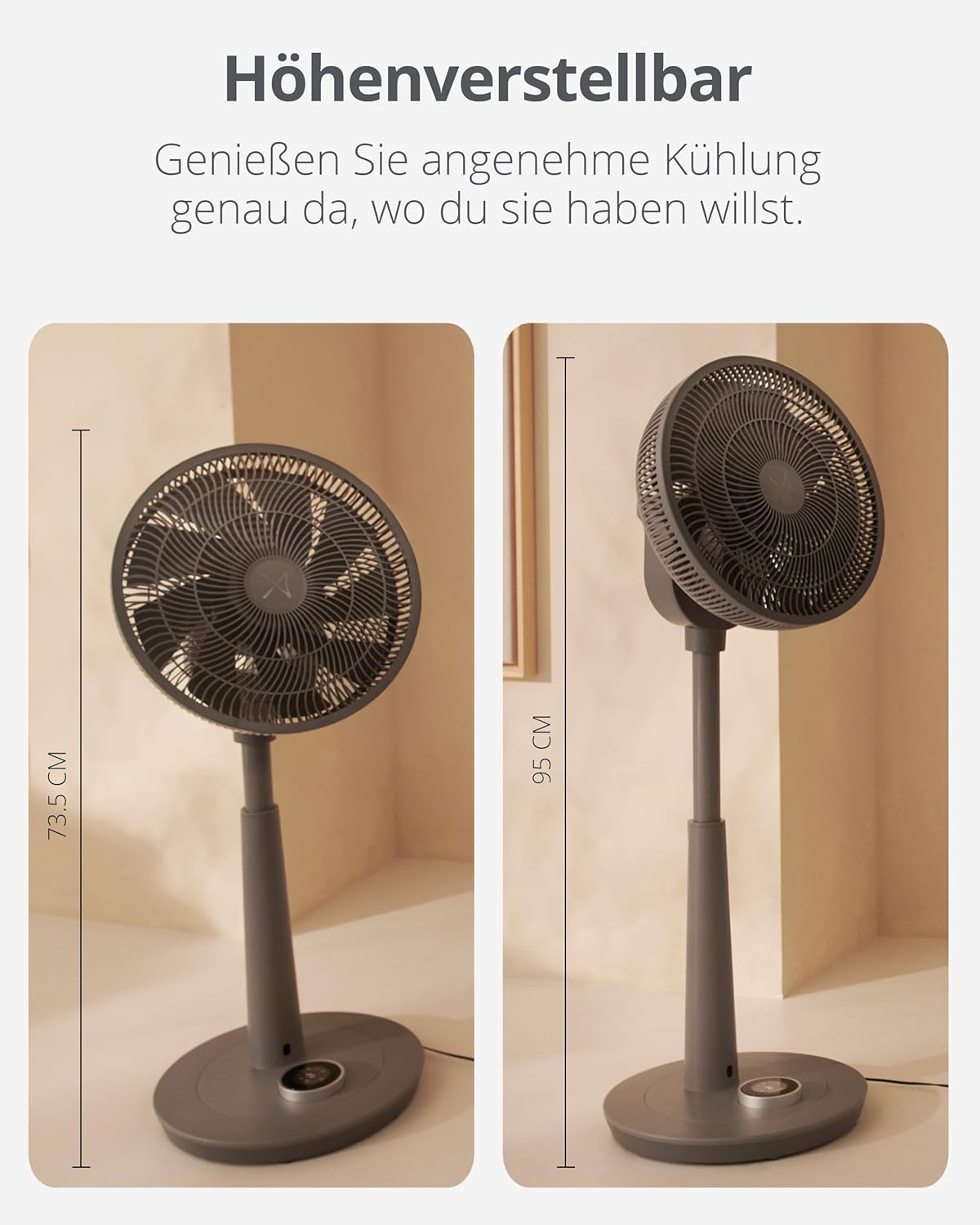 Ventilador de pie silencioso Duux Whisper 2 - Motor CC eficiente con 26 velocidades - Ventilador de altura regulable (73-95 cm) - Oscilación horizontal y vertical - Blanco