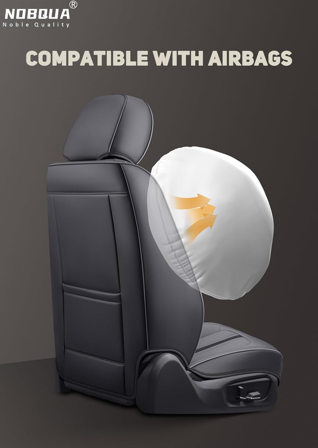 NOBQUA Fundas de Asiento de Coche Premium Universales de Piel sintética para 5 plazas – Impermeables, Antideslizantes, Transpirables, Antiarañazos – Apto para SUV, Sedán, Monovolumen – Juego de Protección Interior para Coche