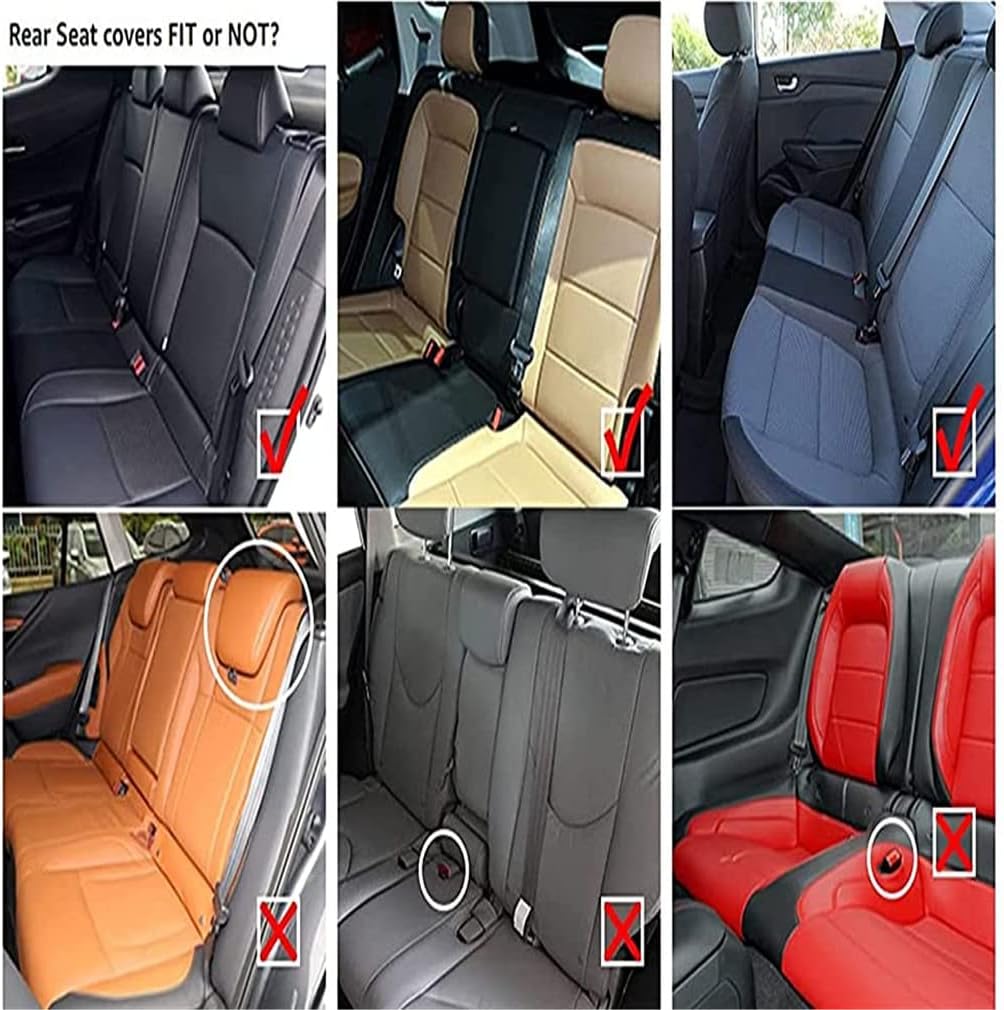 Muchkey Fundas de Asiento de Coche Universales para 5 Plazas, Juego Completo de Fundas para Asientos Delanteros y Traseros, Accesorios de Interior, Negro y Rojo