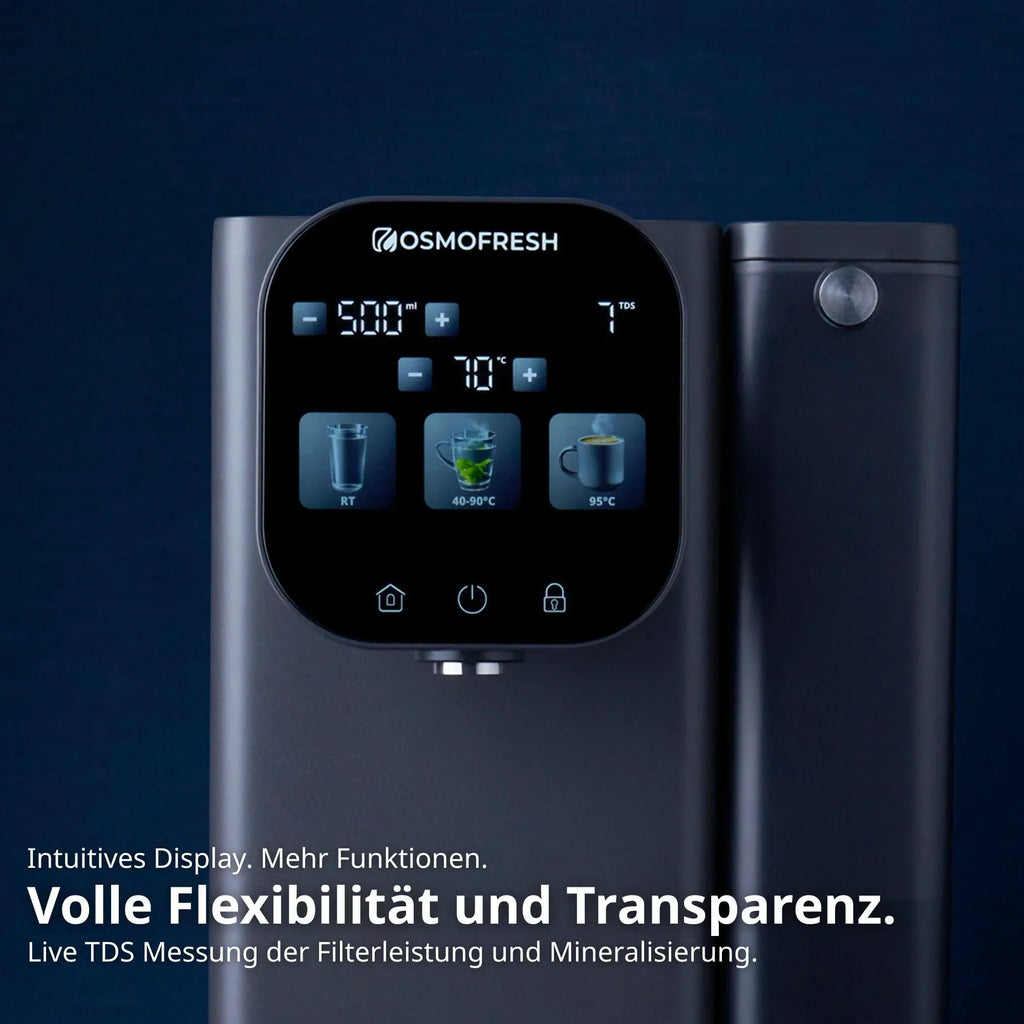 Sistema de ósmosis inversa de sobremesa Fusion Air con dispensador de agua caliente de 4,7 L, triple LED UV-C y filtrado de 10 etapas