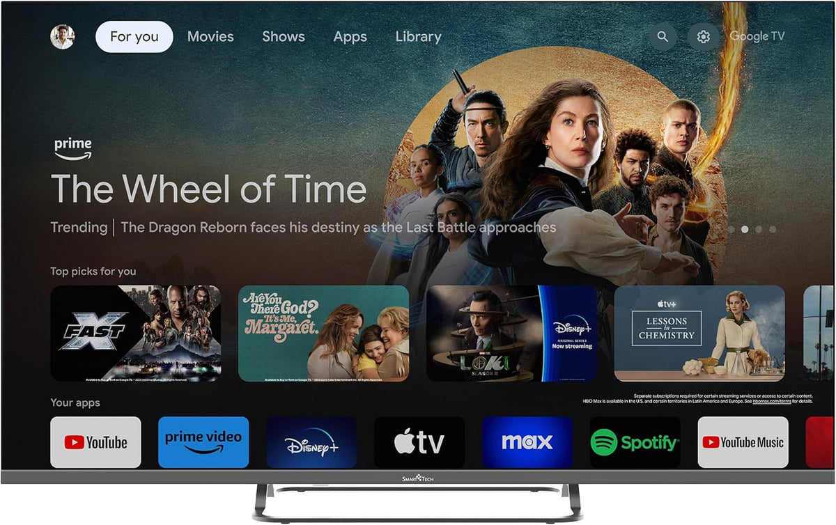 Smart TV QLED 4K UHD 43" (109 cm) Smart Tech 43QG02V Google TV - 4xHDMI - 2xUSB - Dolby Vision - Dolby Atmos