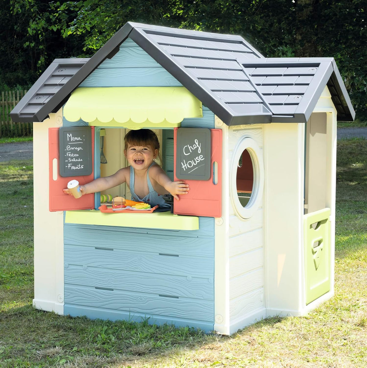 Smoby Life Garden House - Casa de Jardín Infantil - Incluye Jardinera, Comedero para Pájaros, Herramientas y Accesorios - Protección UV - Material Reciclado - más de 2 años (7600810408)