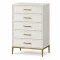 Cómoda de MDF con cinco cajones, color blanco