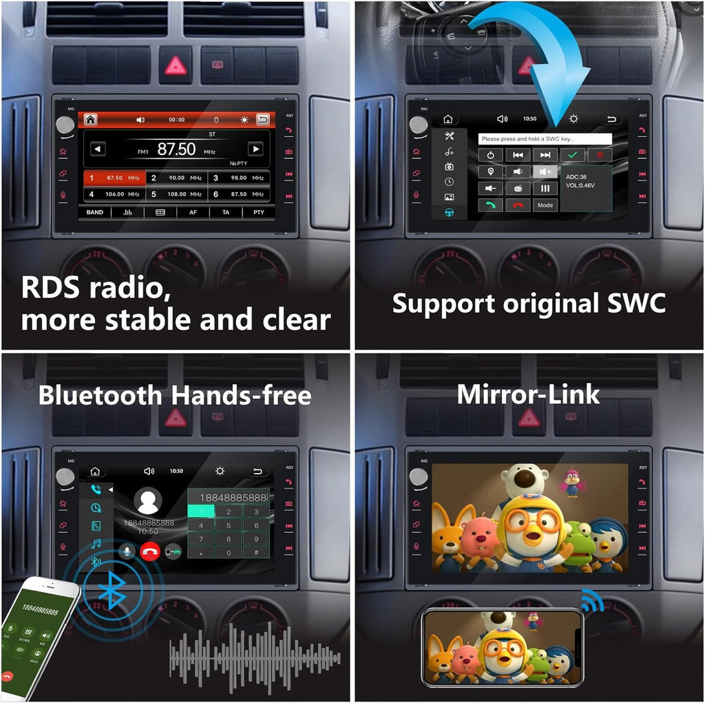 Autorradio con Carplay inalámbrico y Android Auto para VW Golf Polo Mk3 Jetta Passat b5 MK5 T4 IV Bora 1998-2006, reproductor estéreo, radio con pantalla táctil/Bluetooth/RDS/FM/AM/Mirror Link (3 series de IU)