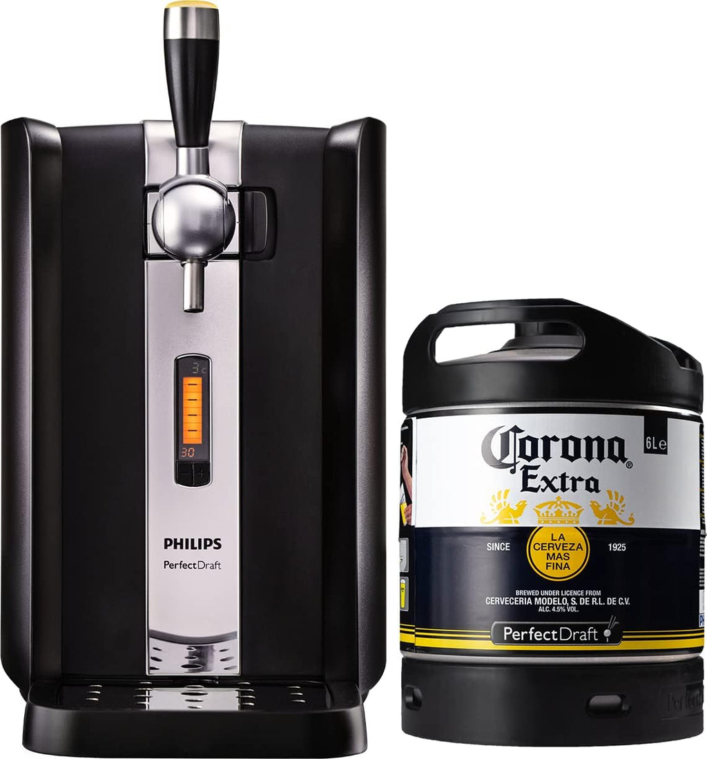 Sistema de tiraje de cerveza Perfect Draft HD 3720/26 + barril de 6 L | Cerveza de barril, incl. 5 EUR de depósito retornable (Corona)
