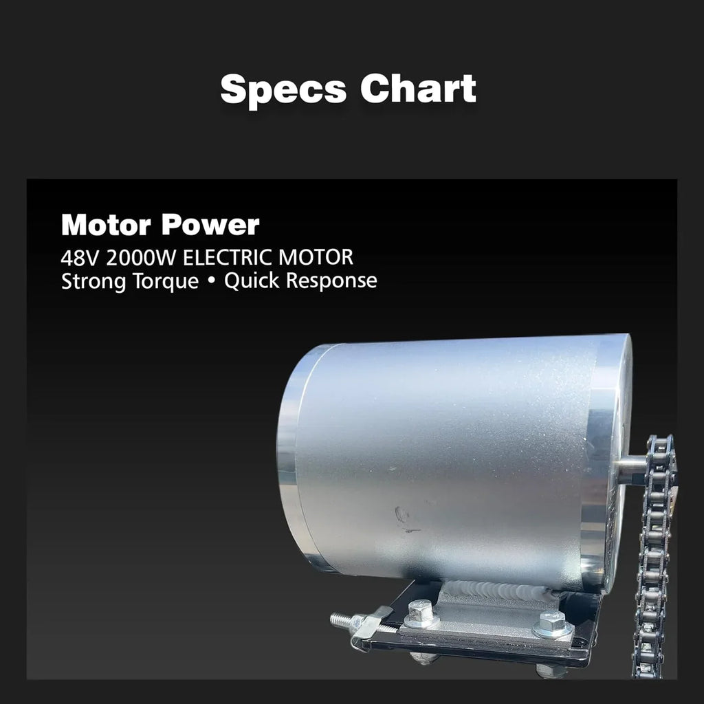 Kart Eléctrico 48V para Adultos y Niños - Motor 2000W (19-60 km/h), Llantas Todo Terreno 6'', Batería 10.4Ah (Autonomía 19+ km), Capacidad 200 kg, 3 Modos de Velocidad, Luces LED