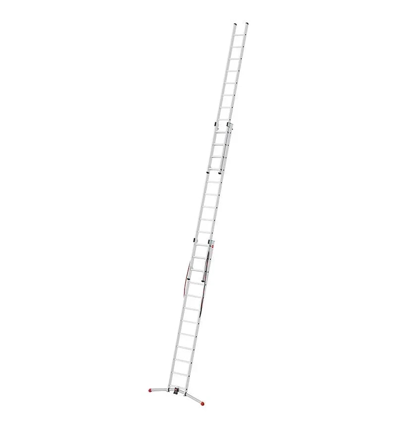 Escalera combinada Hailo S100 ProfiLOT de 3 tramos de aluminio, sistema LOT, 3x12 peldaños perfilados, 150 kg, inoxidable, plateada