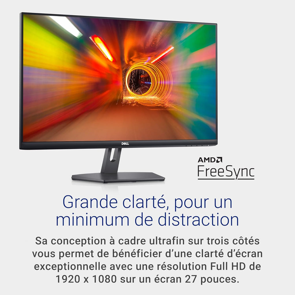 Monitor Dell S2721NX de 27" Full HD (1920x1080), 75Hz, IPS, 4ms, AMD FreeSync, bordes ultra delgados, 2x HDMI, garantía de 3 años, negro