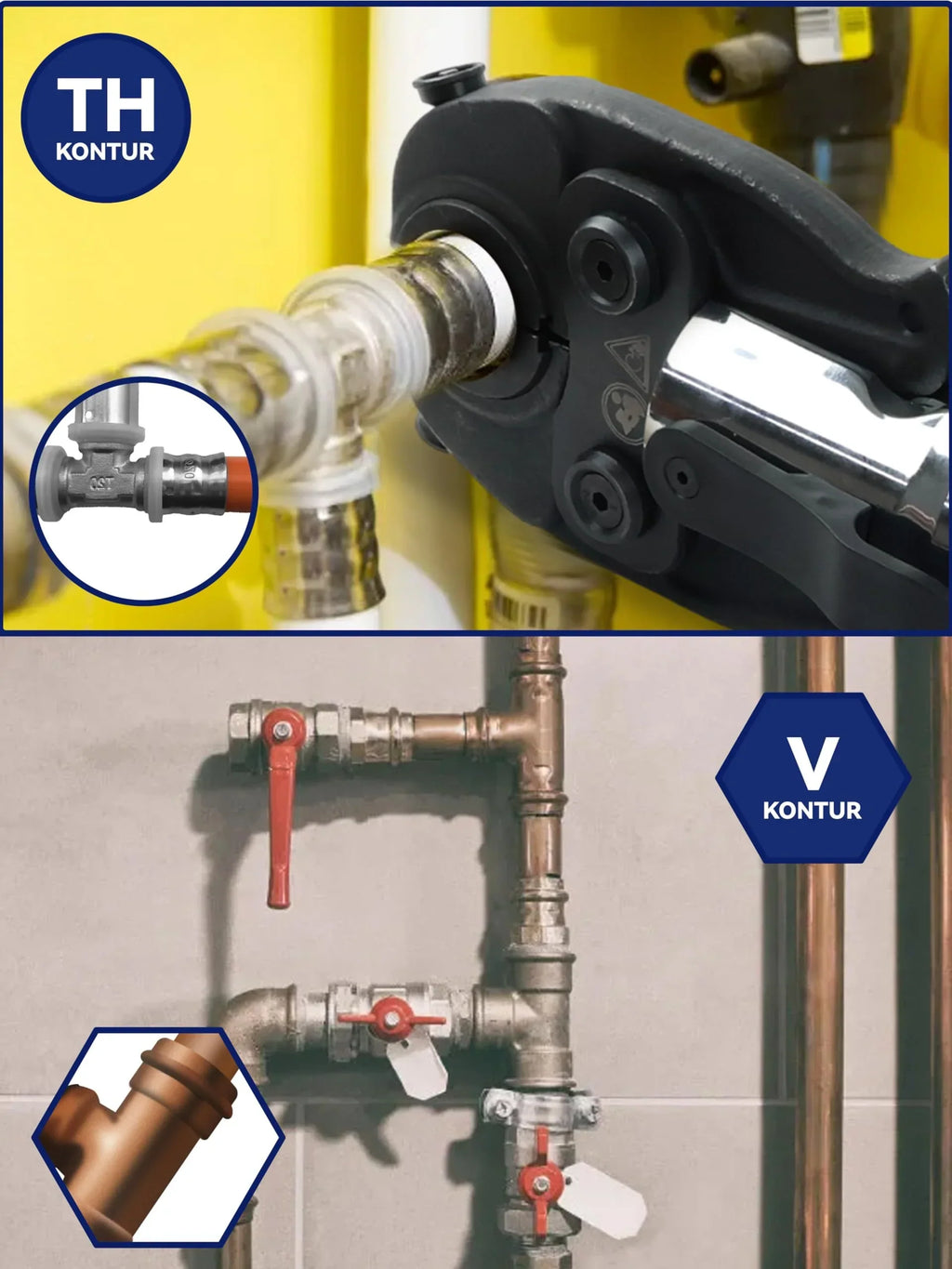 Alicate prensador hidráulico con perfiles V y TH para cobre, acero inoxidable y tuberías multicapa con 9 mordazas V12-V28 TH16-TH32 80 kN