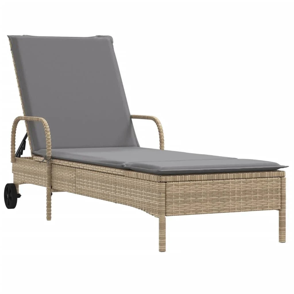 2 uds. Tumbona | Sillas con cojines de ratán sintético beige Cfw512621