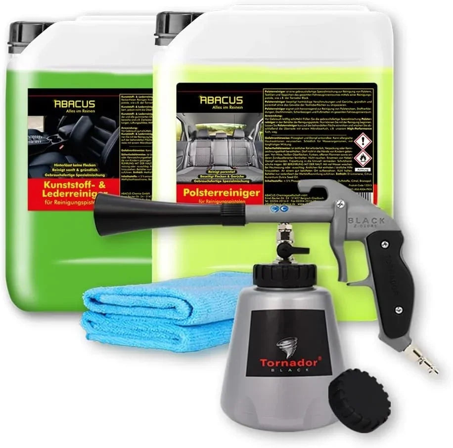 Set de pistola de limpieza Z-020RS con limpiador de tapicería y cuero, limpiador de plásticos de 5L y paños de microfibra para el interior del automóvil