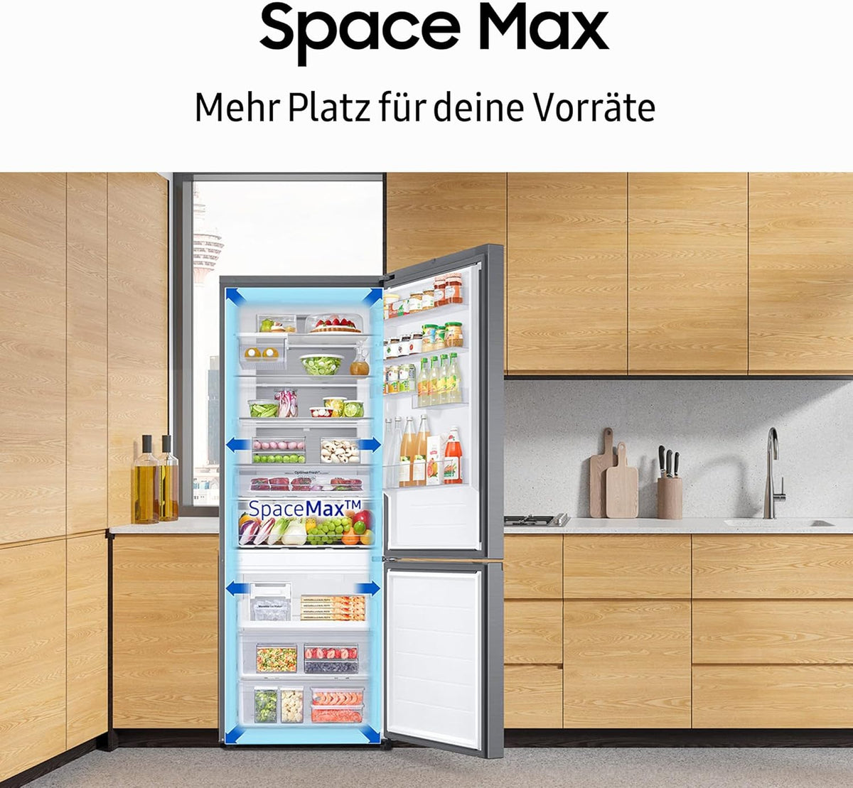 Frigorífico combi Samsung RL38T607BS9/EF, 203 cm, 387 l, frigorífico con congelador, Twin Cooling+, No Frost+, SpaceMax, Optimal Fresh+, Humidity Fresh, acabado acero inoxidable