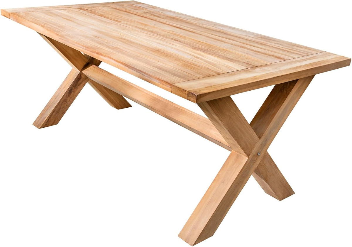 riess-ambiente.de Mesa de jardín resistente a la intemperie Empire de teca 180 cm, mesa de comedor de exterior de madera maciza de teca, mesa de comedor maciza para tu jardín