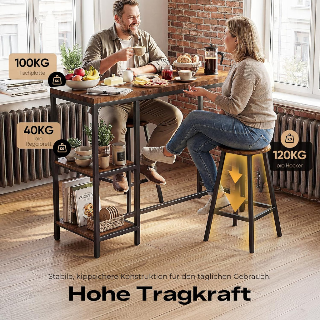 Juego de mesa de bar y taburetes HOKEEPER para 2 personas, barra de cocina, juego de mesa de pub, sala de estar, comedor (retro)