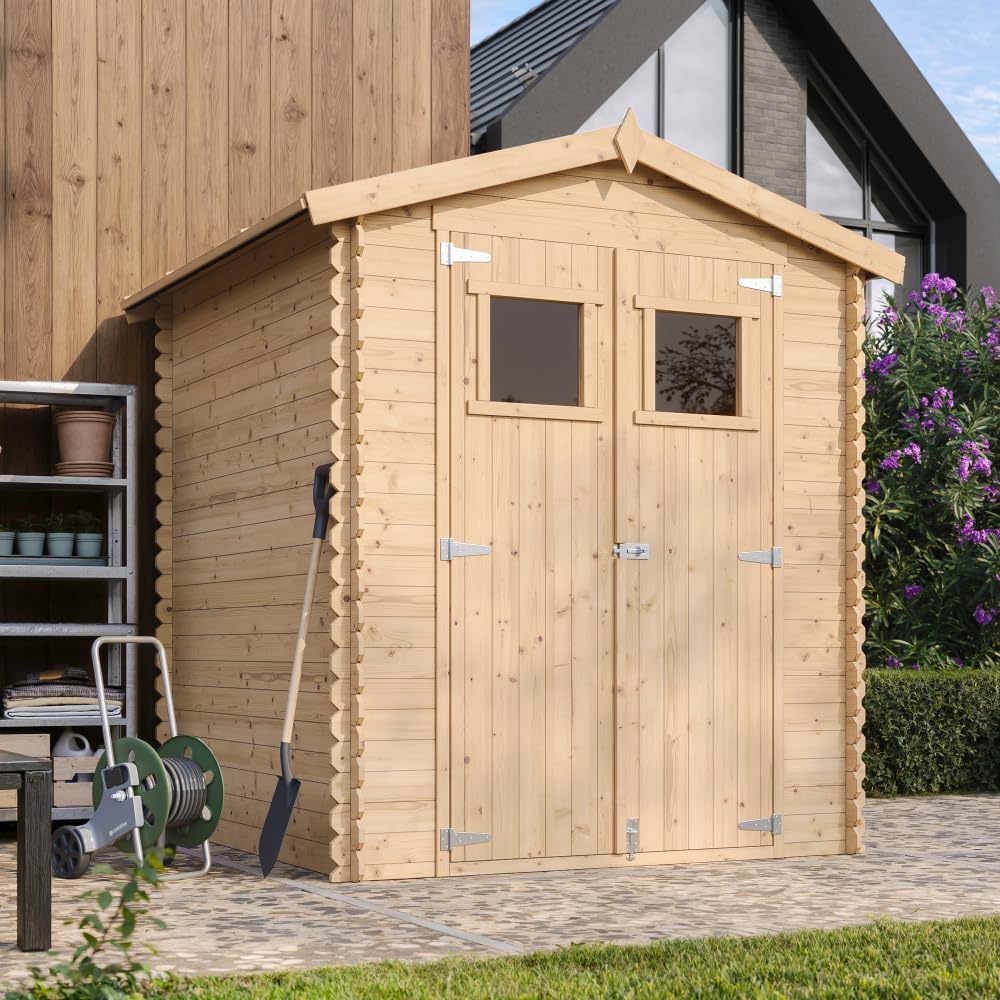Caseta de jardín de madera - Cobertizo de madera 196x186x218 cm / 2,82 m2 - Cobertizo de almacenamiento para jardín - Caseta para bicicletas - TIMBELA M320