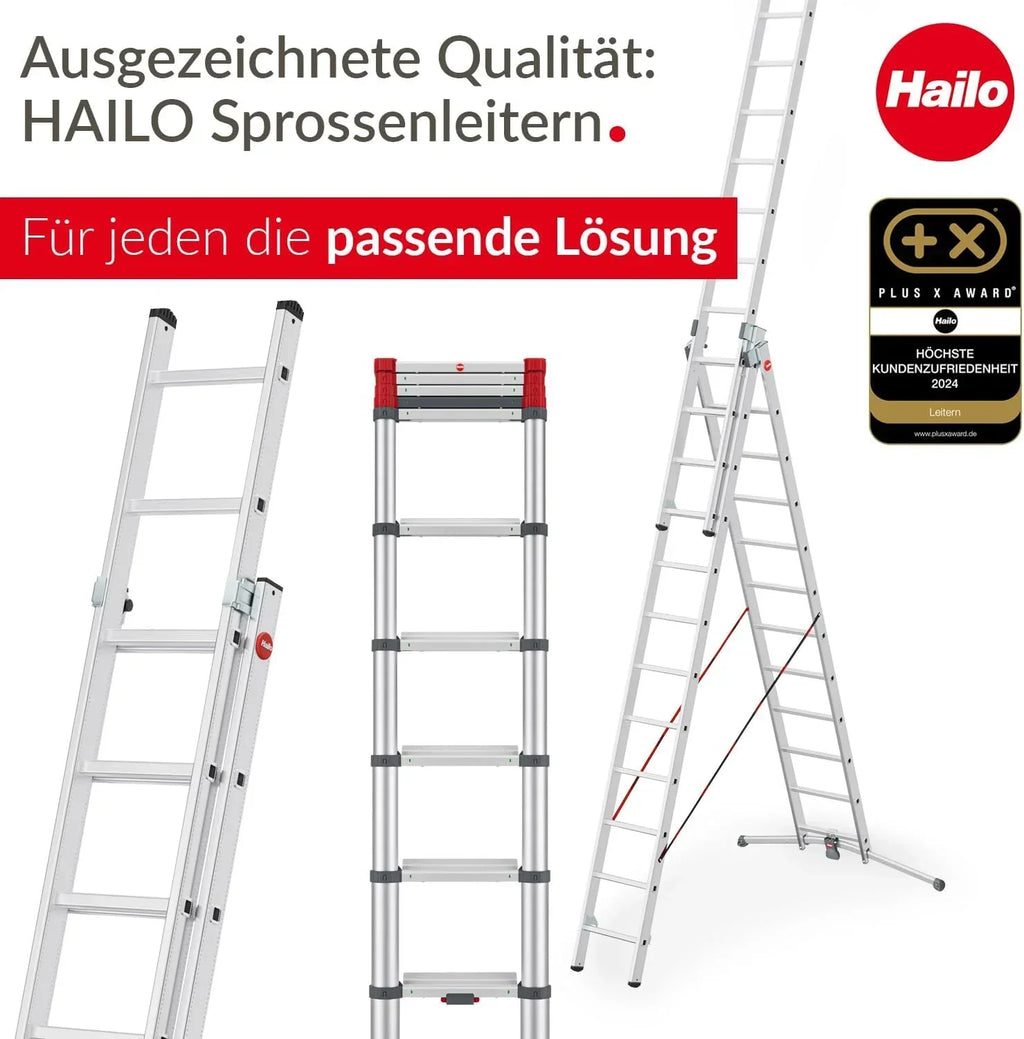 Escalera combinada de aluminio de 3 tramos ProfiLOT 9312-507, 3x12 peldaños, 150 kg de capacidad de carga, 9,01 m de altura de trabajo