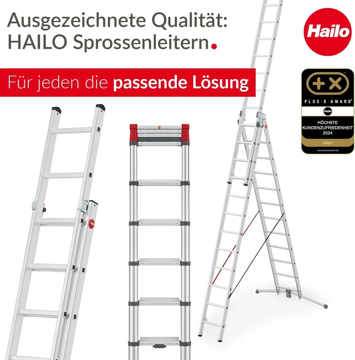 Escalera combinada de aluminio de 3 tramos ProfiLOT 9312-507, 3x12 peldaños, 150 kg de capacidad de carga, 9,01 m de altura de trabajo