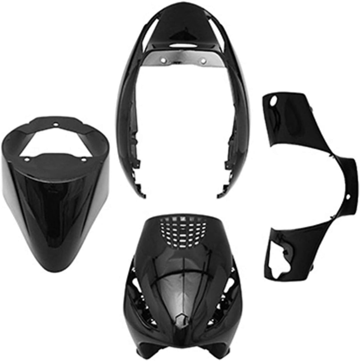 Kit de carenado para scooter compatible con Piaggio 50 Zip 2000+ negro brillante (kit de 4 piezas) -p2r-