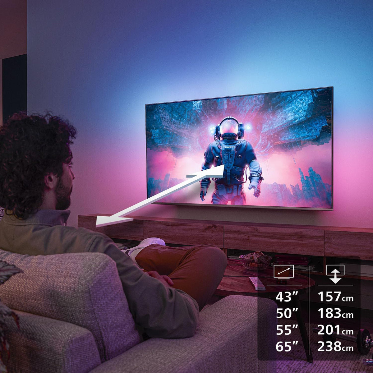 Smart TV LED 4K Philips Ambilight 50PUS8500 - Pantalla de 50 pulgadas con plataforma Pixel Precise Ultra HD, sistema operativo Titan y sonido Dolby Atmos, compatible con Alexa y el Asistente de Google