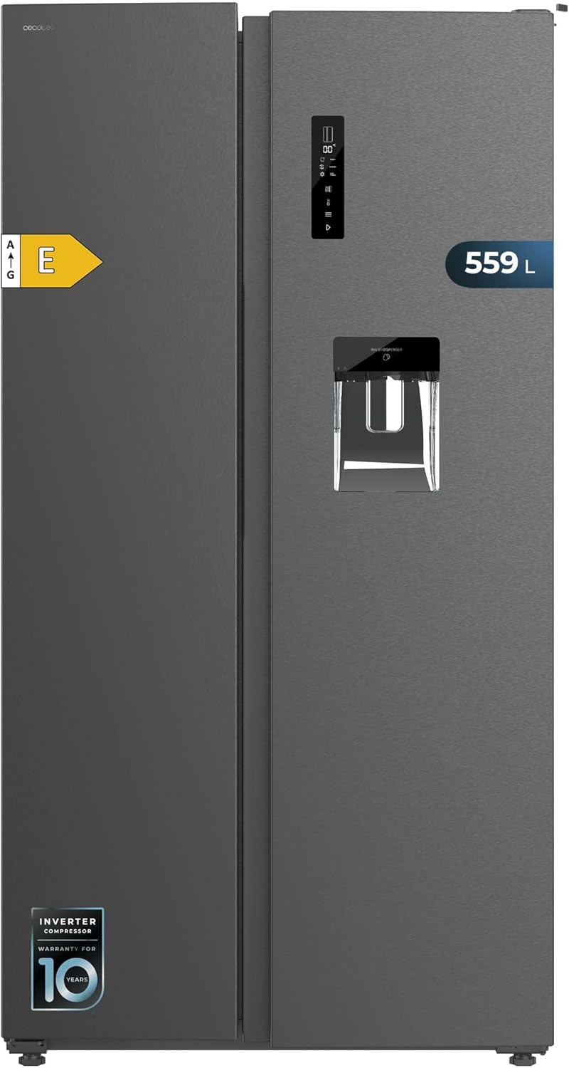 Frigorífico americano Cecotec Bolero CoolMarket SBS 559 Dark E. 559L, 177 cm X 90 cm, Clase E, sistema Multi Air Flow, Total No Frost, motor Inverter Plus.