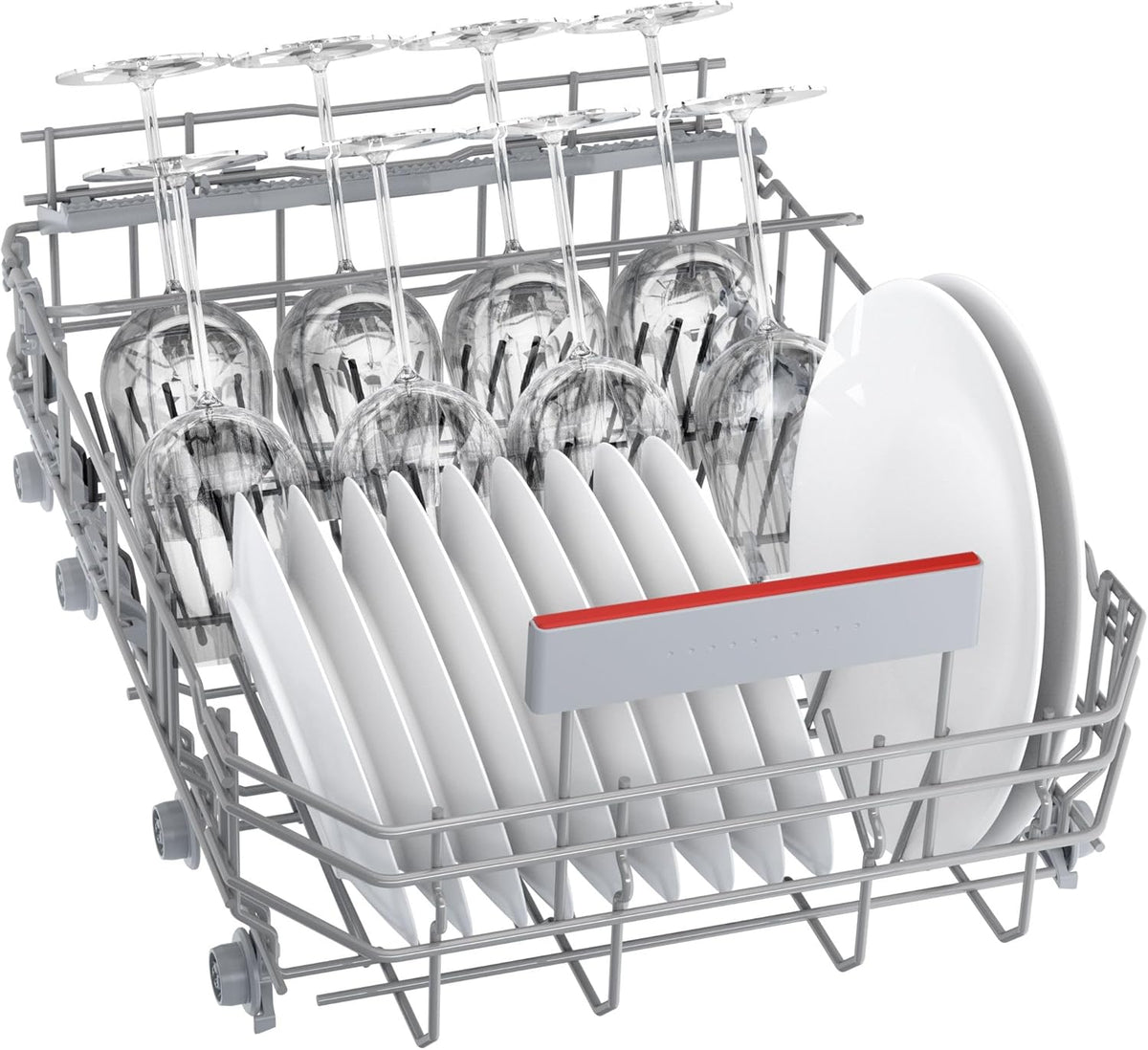 Lavavajillas inteligente Bosch Serie 2 SPV2IKX10E, totalmente integrable, 45 cm de ancho, cesta para cubiertos, secado extra con solo pulsar un botón, InfoLight punto de luz rojo en el suelo, protección AquaStop contra daños por agua, blanco