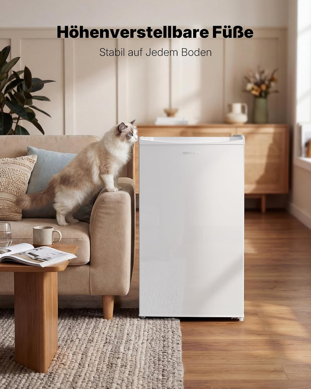 Upstreman 91L Mini-nevera con congelador, 5 niveles de temperatura (0-10℃), eficiente energéticamente, funcionamiento silencioso de 41 dB, compacta y espaciosa para residencia de estudiantes/oficina