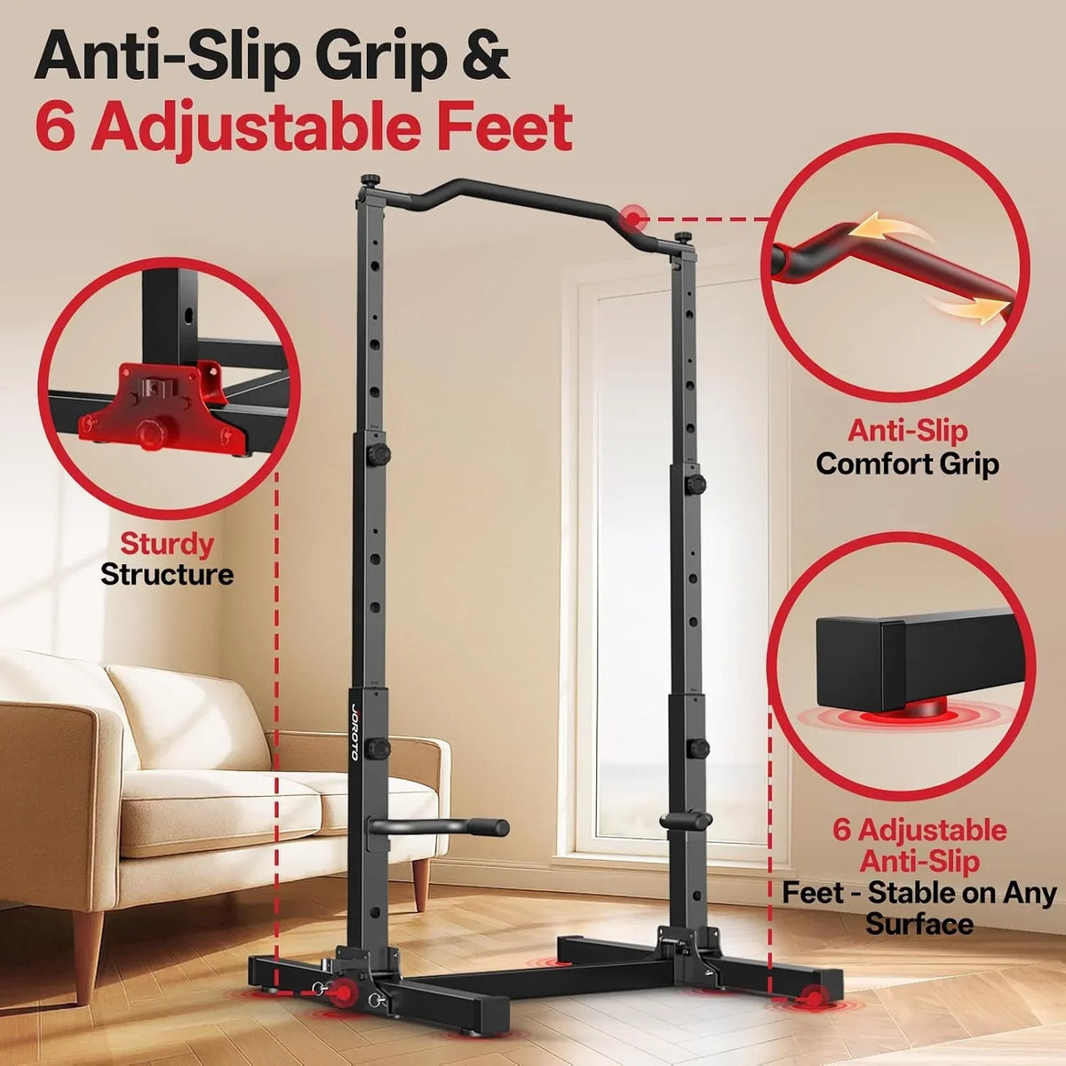 Estación de dominadas y fondos plegable y ajustable en altura, torre de fuerza 5 en 1 para gimnasio en casa, Power Tower con capacidad de carga de hasta 172 kg