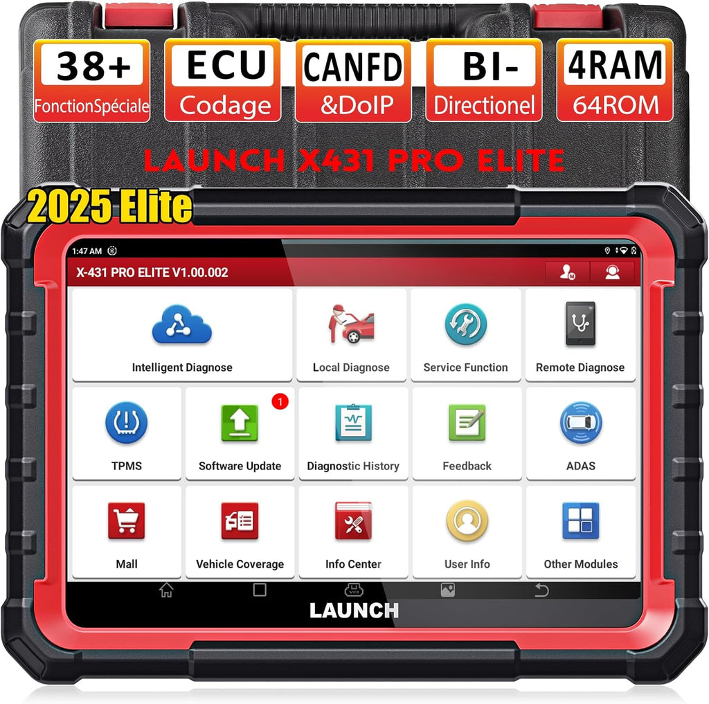 LAUNCH X431 Pro Elite Maletín de diagnóstico OBD2 para coche, bidireccional, codificación en línea de ECU, diagnóstico completo del sistema, más de 38 servicios de reinicio, CANFD DOIP, FCA, 2 años de actualización