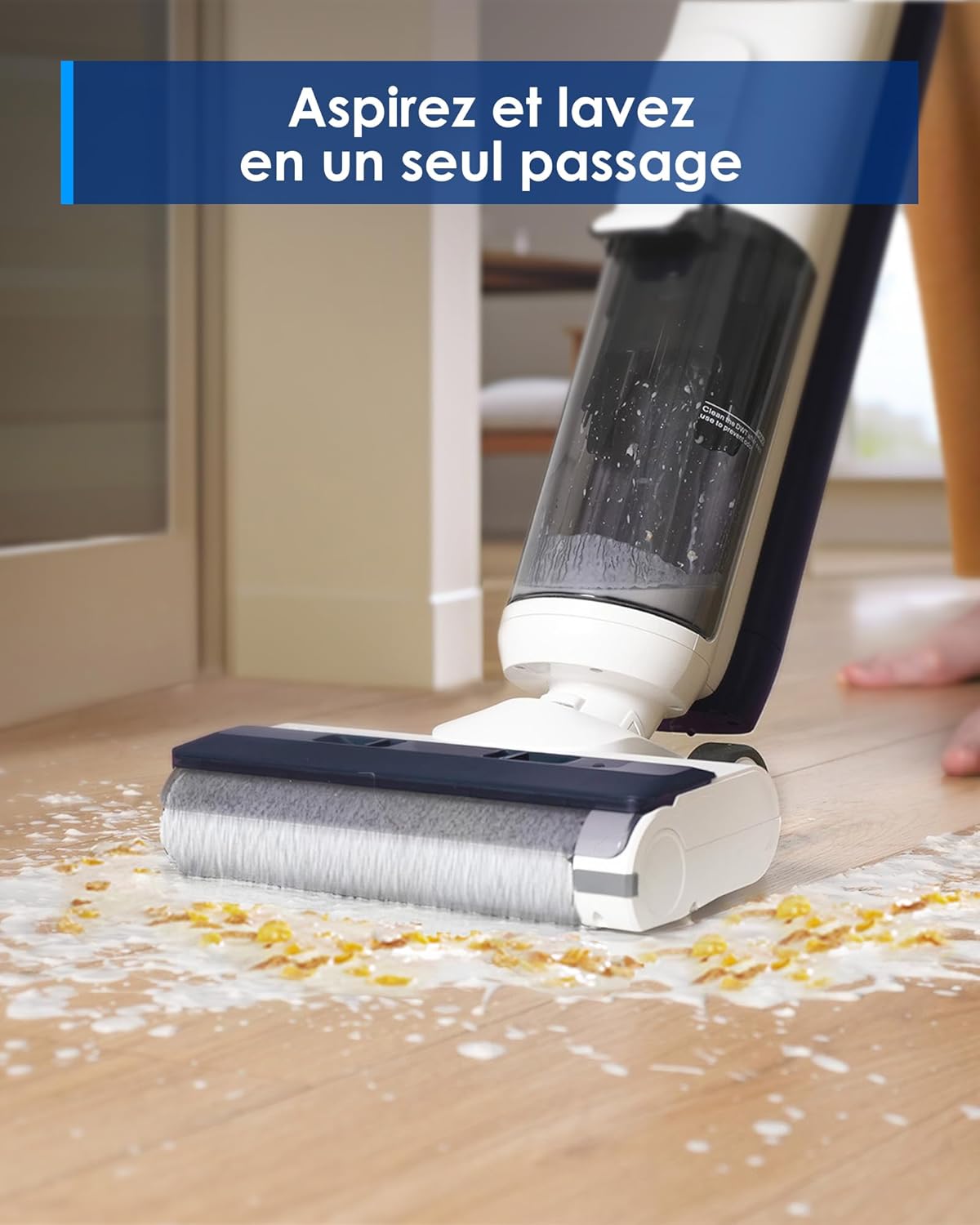 Tineco iFLOOR 5 Breeze Complete Aspiradora y Fregadora, Aspiradora en seco y húmedo sin cable para suelos duros, limpieza de bordes, autolimpieza automática, 35 min de autonomía, diseño ligero