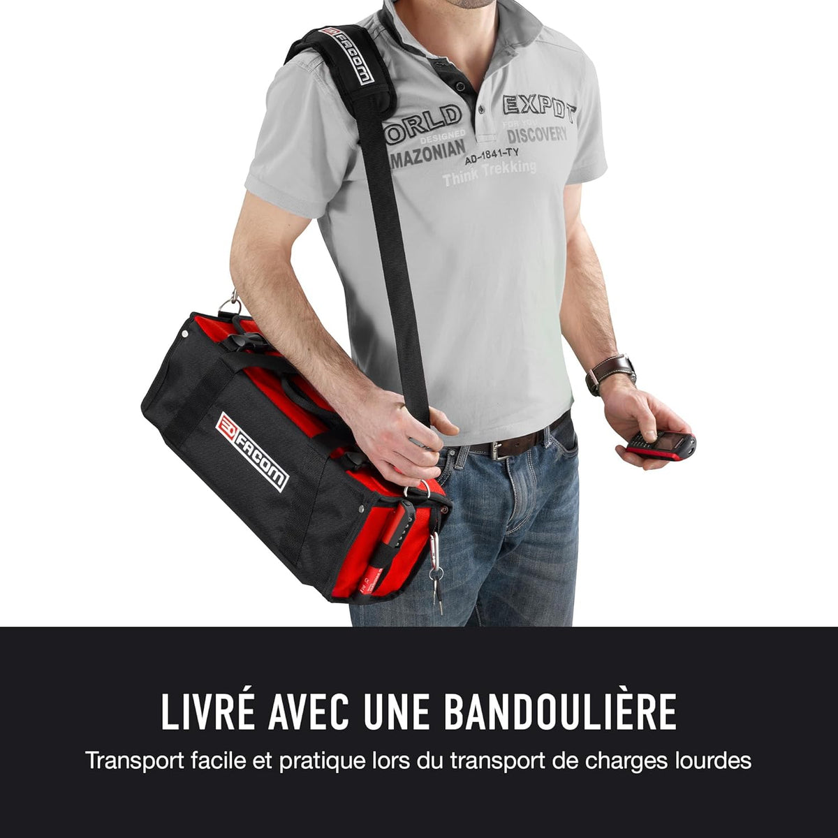 FACOM - Bolsa textil con bandolera, primera intervención, 450mm x 180mm x 170mm, BS.SMBPB