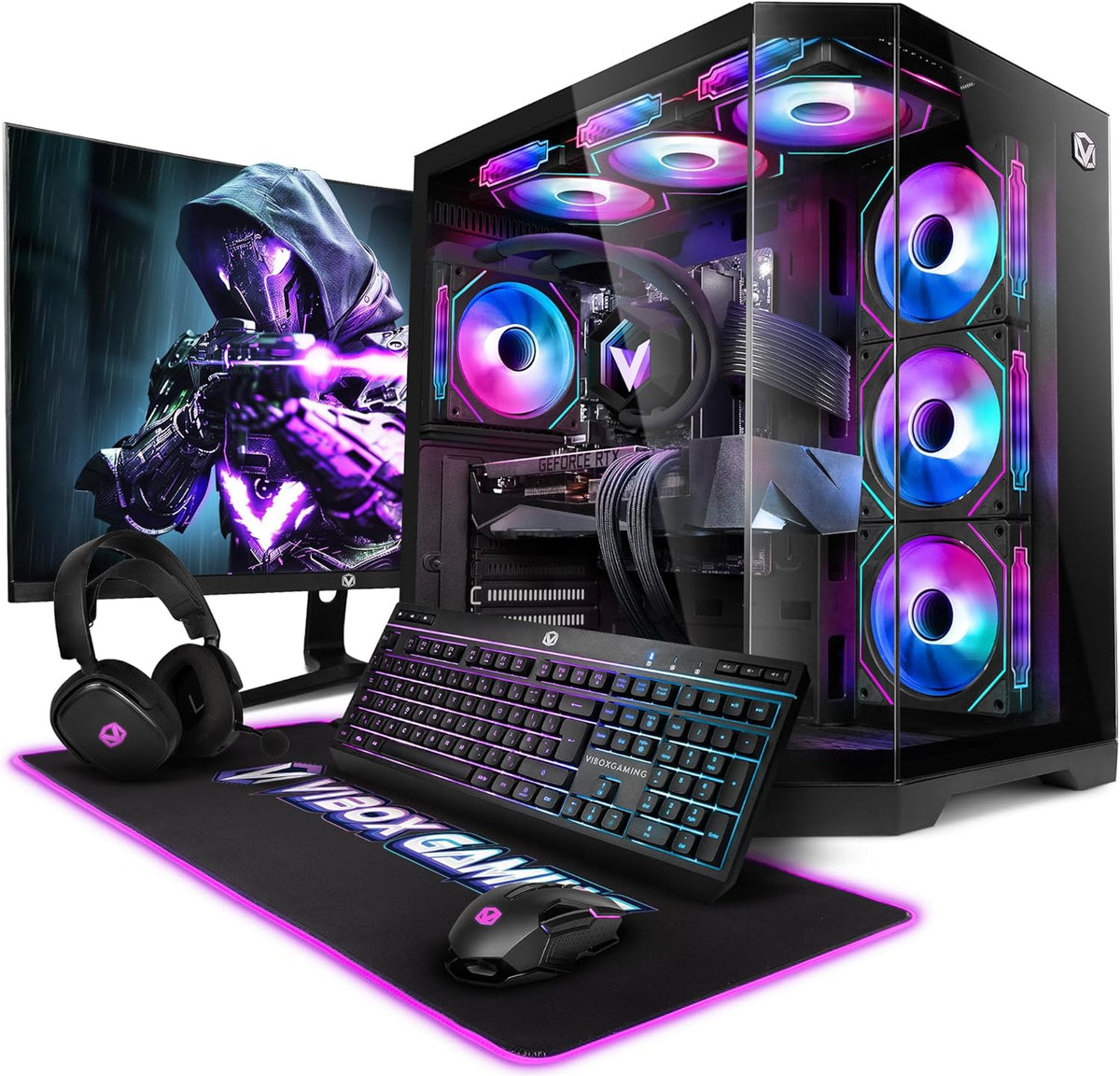 PC Gamer VIBOX Completo Pantalla 27" Intel Core i9 12900KF 5,2 GHz Nvidia RTX 5070 12 GB 32 GB RAM 1 TB SSD NVMe M.2 Windows 11 WiFi Negro