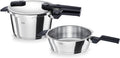 Set de olla a presión Fissler Vitaquick, 3 piezas (1 olla a presión 4,5 L + 1 sartén a presión 2,5 L - Ø 22 cm) – Inducción