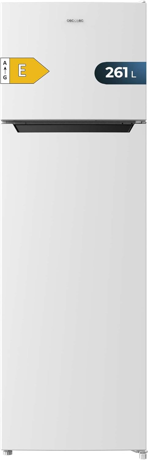 Frigorífico de dos puertas Cecotec Bolero CoolMarket 2D 261 White E. 261 L, clase E, descongelación manual, congelación ultrarrápida, puerta reversible, luz LED interior. 54x59,2x142,8 cm.