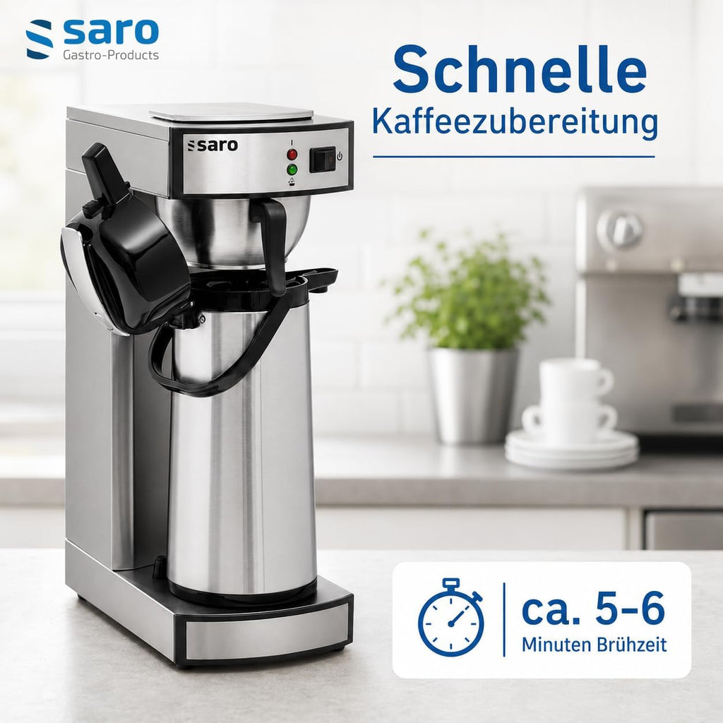 Cafetera Saro incl. jarra termo de acero inoxidable con bomba – 2,2 L – tiempo de preparación aprox. 5–6 min – protección contra funcionamiento en seco – 2,069 kW – modelo THERMO 24