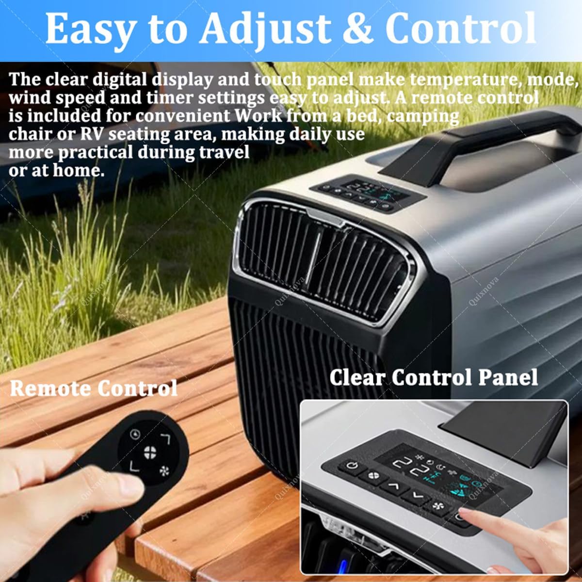 Aire acondicionado portátil para tiendas de campaña con 5200 BTU para camping, interiores y exteriores, aire acondicionado silencioso para camiones, caravanas y mascotas: enfría hasta 8–10 m² (86–107 pies cuadrados) B-24V