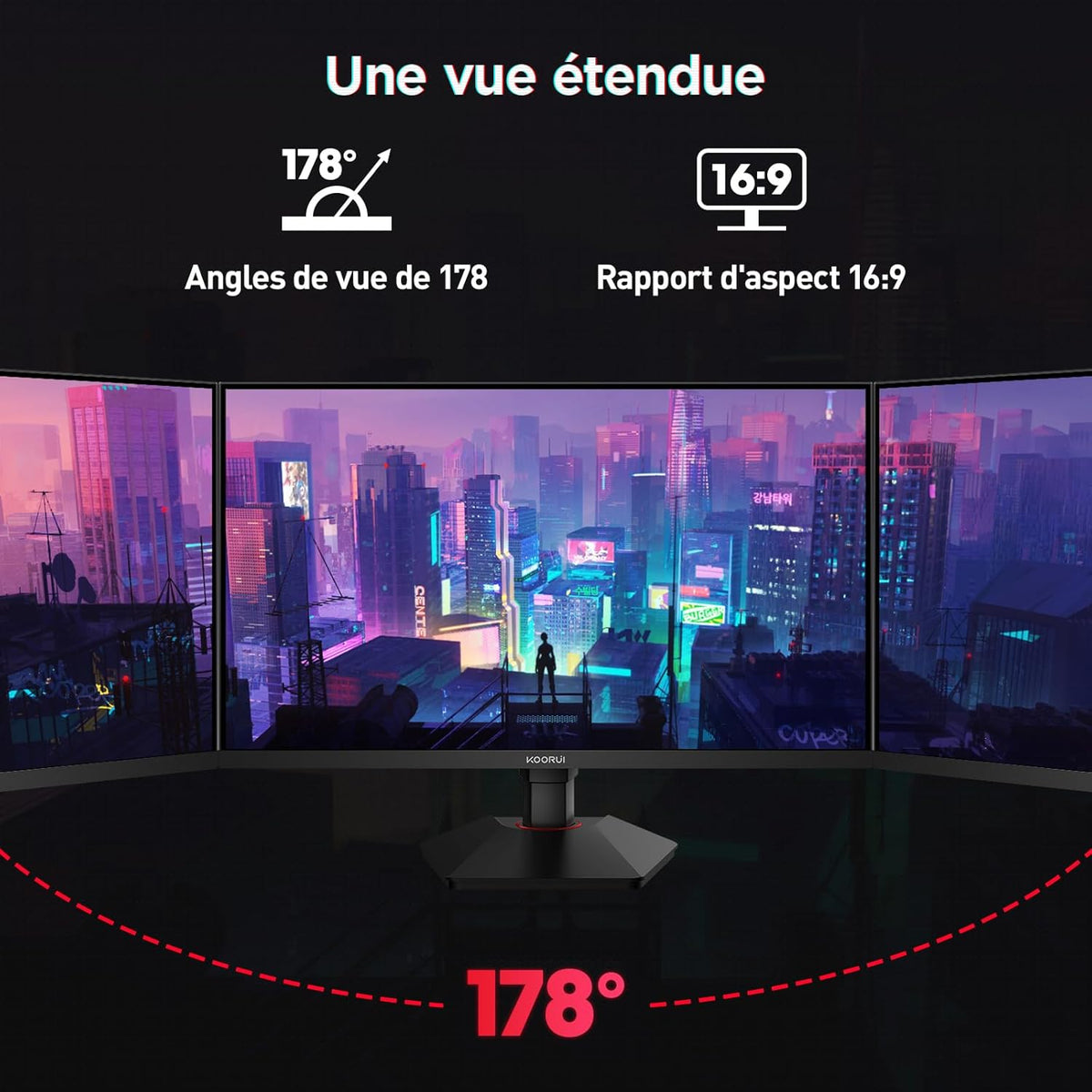 Monitor gaming KOORUI G2722P de 27 pulgadas, 200Hz, Fast IPS, QHD 1440p, 1ms, HDR 400, Adaptive Sync, VESA 75x75mm, HDMI 2.0/DP1.4, ajuste de altura