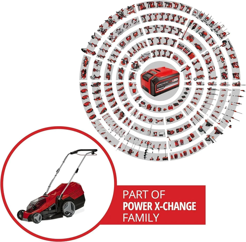 Cortacésped inalámbrico Einhell GE-CM 36/43 Li M Solo Power X-Change 36V 43cm 600m² sin escobillas, función mulching, 63L, 25-75mm, sin batería